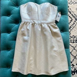 Aidan Mattox gold strapless cocktail dress